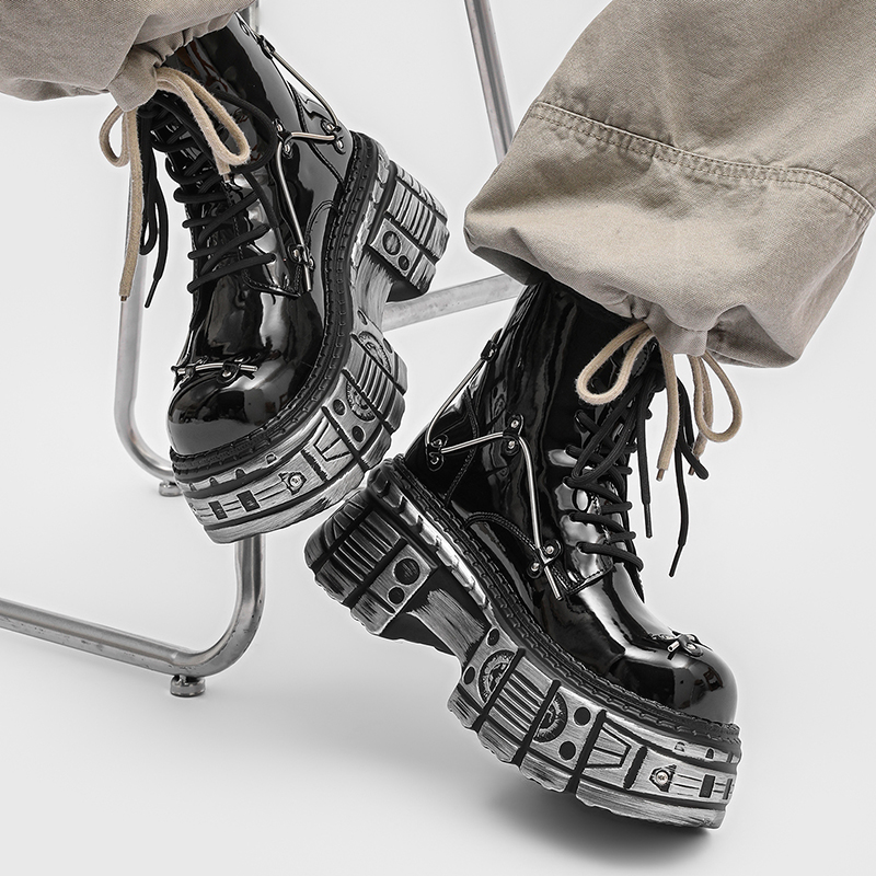 New Men Punk Style Thick Soled - огляд і ціна Motorcycle Gear Pattern