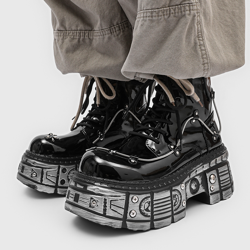 New Men Punk Style Thick Soled - огляд і ціна Motorcycle Gear Pattern